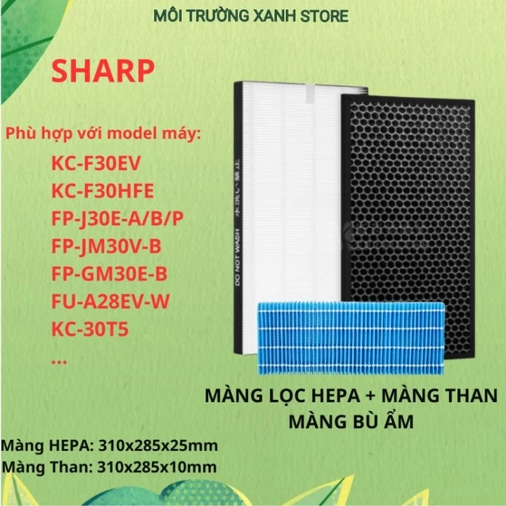 Màng lọc không khí thay thế cho máy lọc không khí Sharp FZ-F30HFE, KC-F30EV, KC-F30HFE, FP-J30E-A/B/P, FP-JM30V-B,....