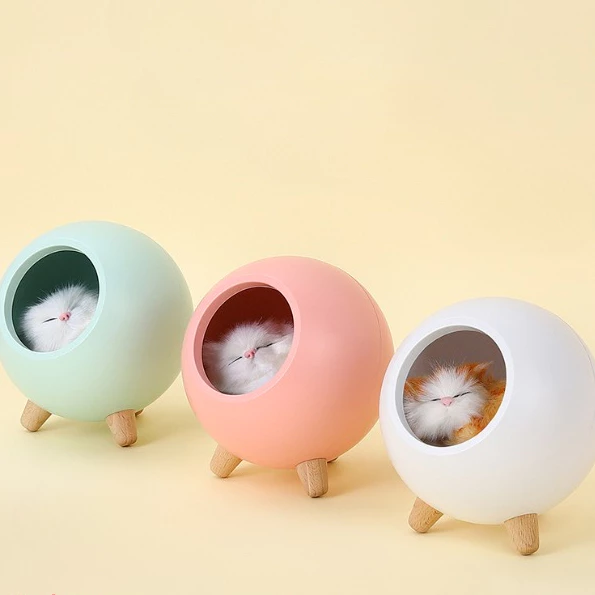 Đèn Bàn Trang Trí Tích Hợp Loa Bluetooth Không Dây Kiêm Đèn Ngủ Mèo Con