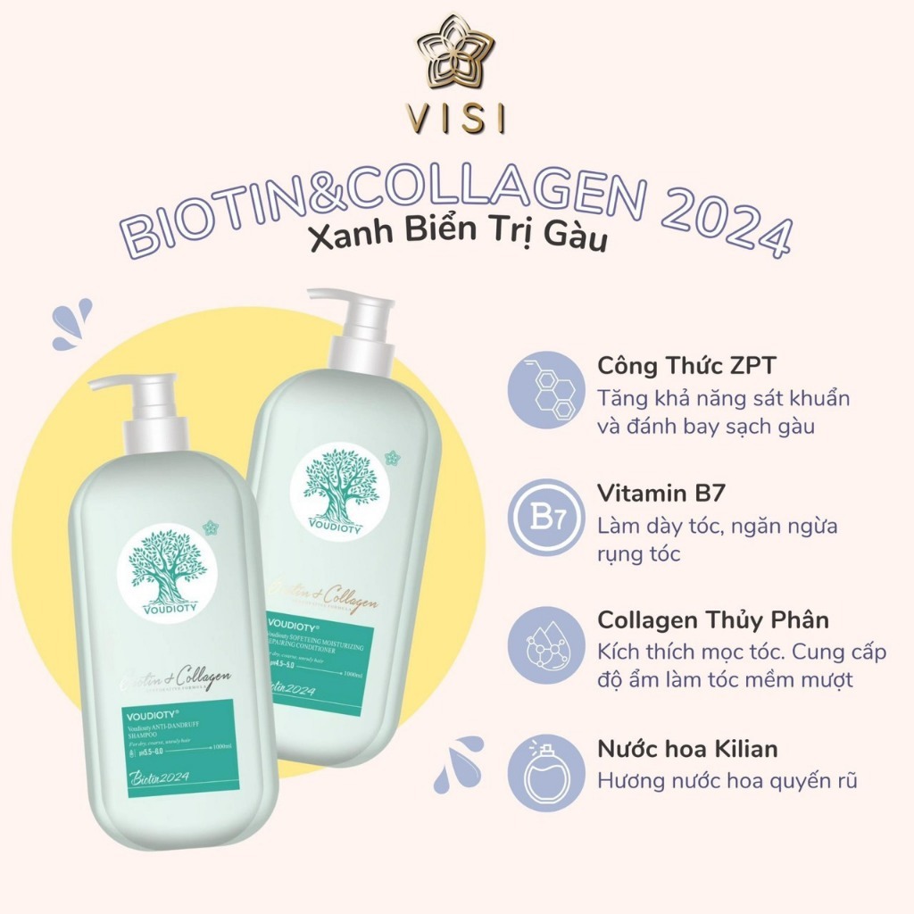 Dầu Gội, Xả Biotin Collagen Xanh Dương Giảm Rụng Tóc, Kích Mọc Tóc, Giảm Gàu 500ml-1000ml Mẫu Mới 2024