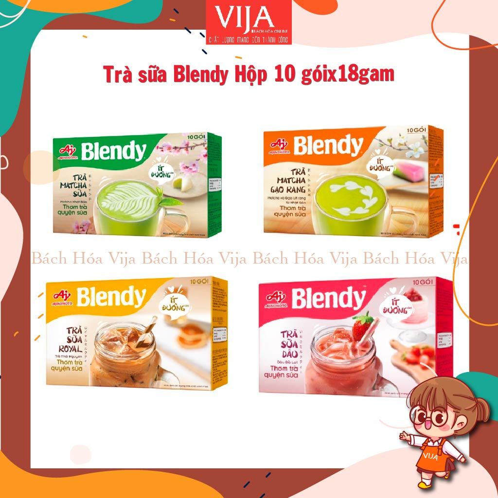 Trà sữa Blendy Mix Vị Matcha/Dâu/Royal/Gạo Rang Hộp 10 góix18gam ...