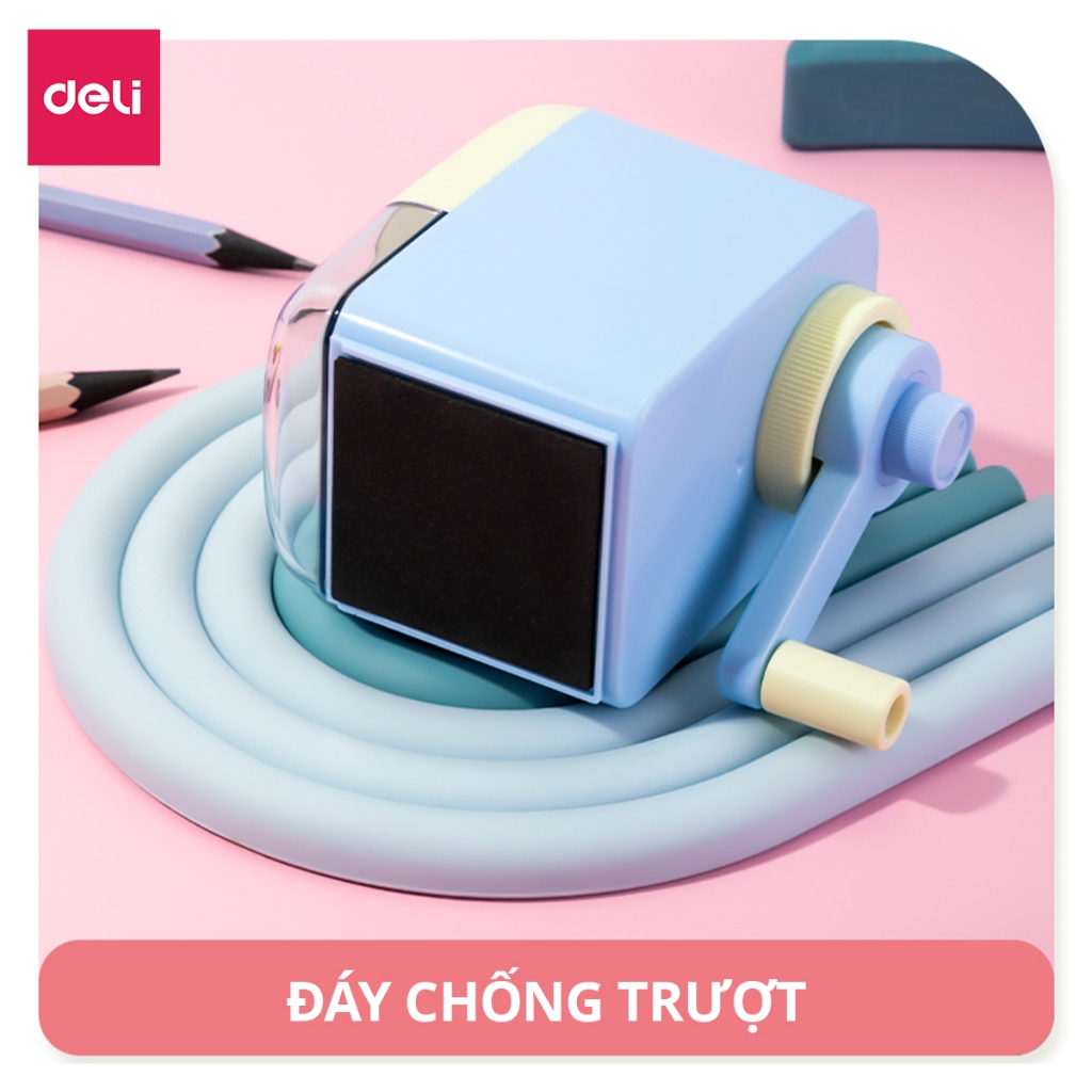 Gọt Chì Quay Tay, Chuốt Bút Chì Màu Pastel Deli Nhỏ Gọn Sắc Bén Tiện Lợi Dễ Thương An Toàn, Đáy Chống Trượt