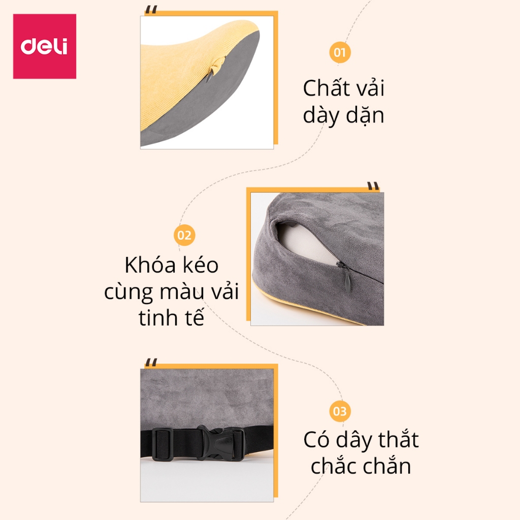 Đệm ghế văn phòng Deli - Thiết Kế 3D, Chống Mỏi lưng, Đau Xương Cụt, Thoát vị đĩa đệm, Dành cho người bị trĩ VS750/VS751