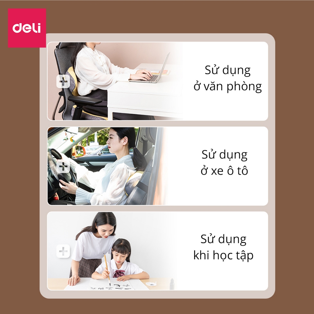 Đệm ghế văn phòng Deli - Thiết Kế 3D, Chống Mỏi lưng, Đau Xương Cụt, Thoát vị đĩa đệm, Dành cho người bị trĩ VS750/VS751