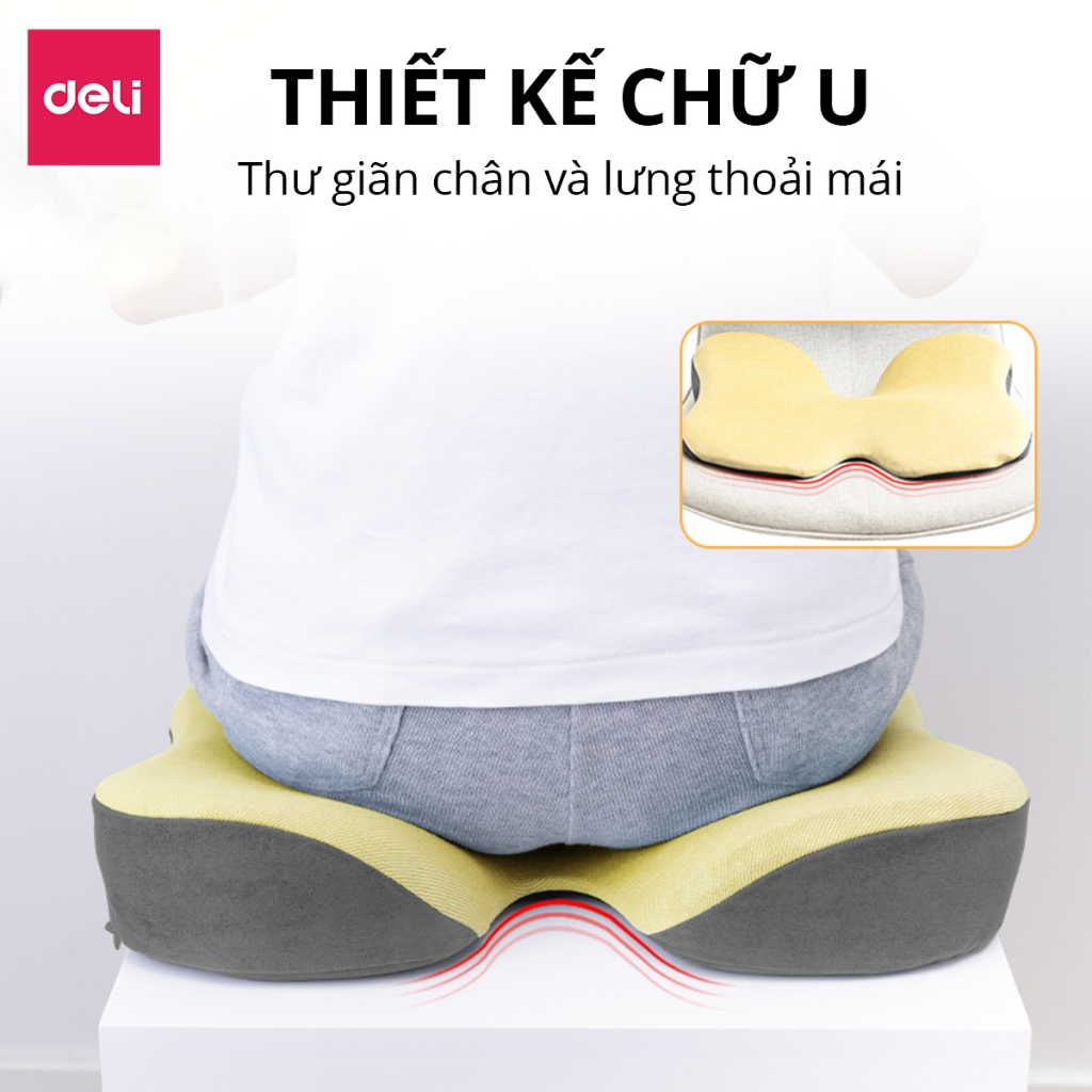 Đệm ghế văn phòng Deli - Thiết Kế 3D, Chống Mỏi lưng, Đau Xương Cụt, Thoát vị đĩa đệm, Dành cho người bị trĩ VS750/VS751