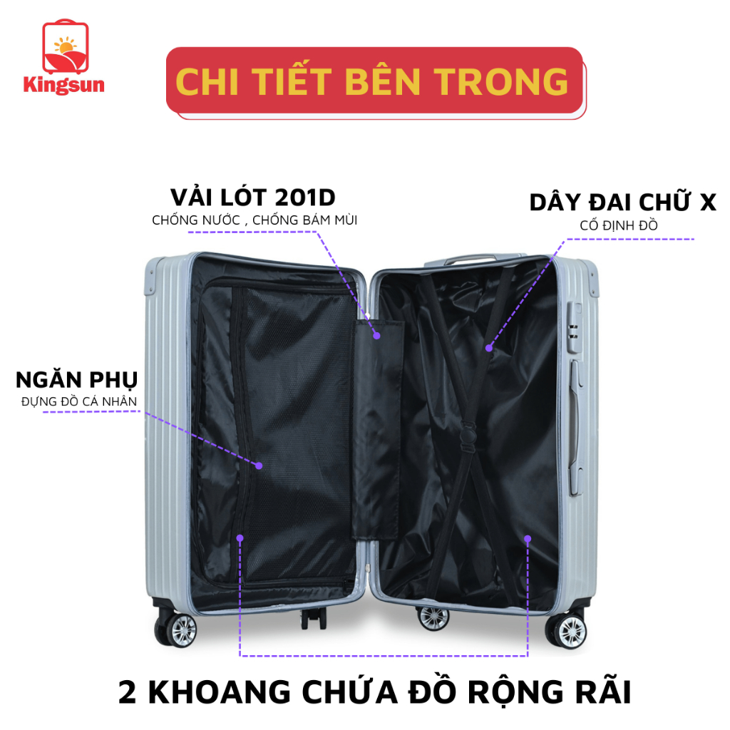 Vali du lịch Kingsun vali kéo cao cấp size20/24inch bảo hành 5 năm KS-218/309 | BigBuy360 - bigbuy360.vn