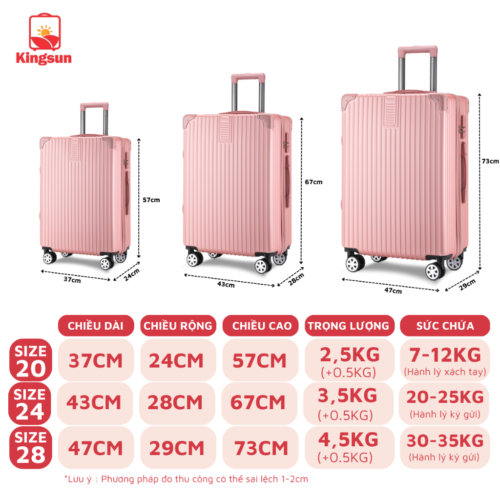 Vali du lịch Kingsun vali kéo cao cấp size20/24inch bảo hành 5 năm KS-218/309 | BigBuy360 - bigbuy360.vn