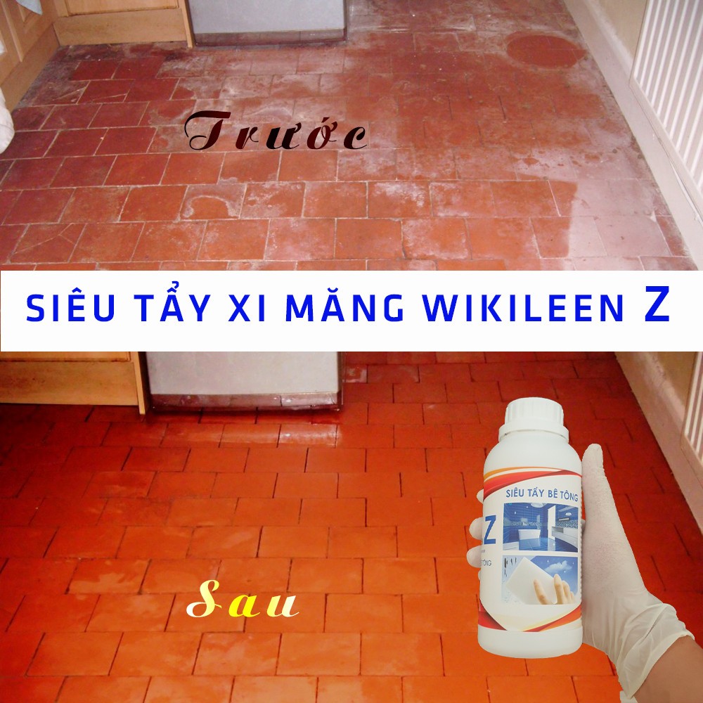 Dung Dịch Tẩy Xi Măng Cặn Vết Ố Bẩn Nấm Mốc Trên Nền Gạch Đồ Men Sứ WIKILEE Z Chai 500ml