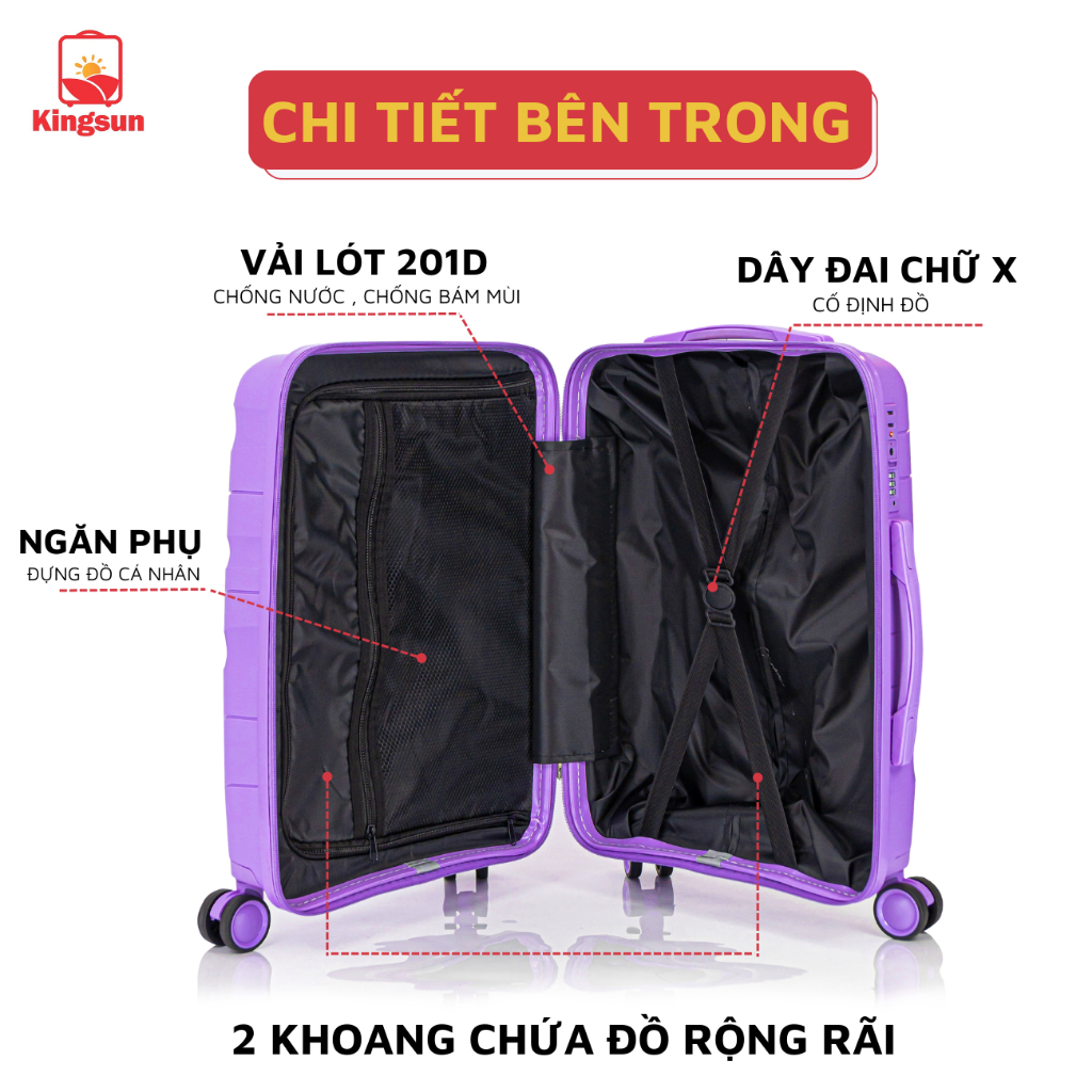 Ảnh Vali Du Lịch Nhựa PP02 Cao Cấp, Vali Kéo Chống Va Đập Size 28, Bảo Hành 5 Năm 4