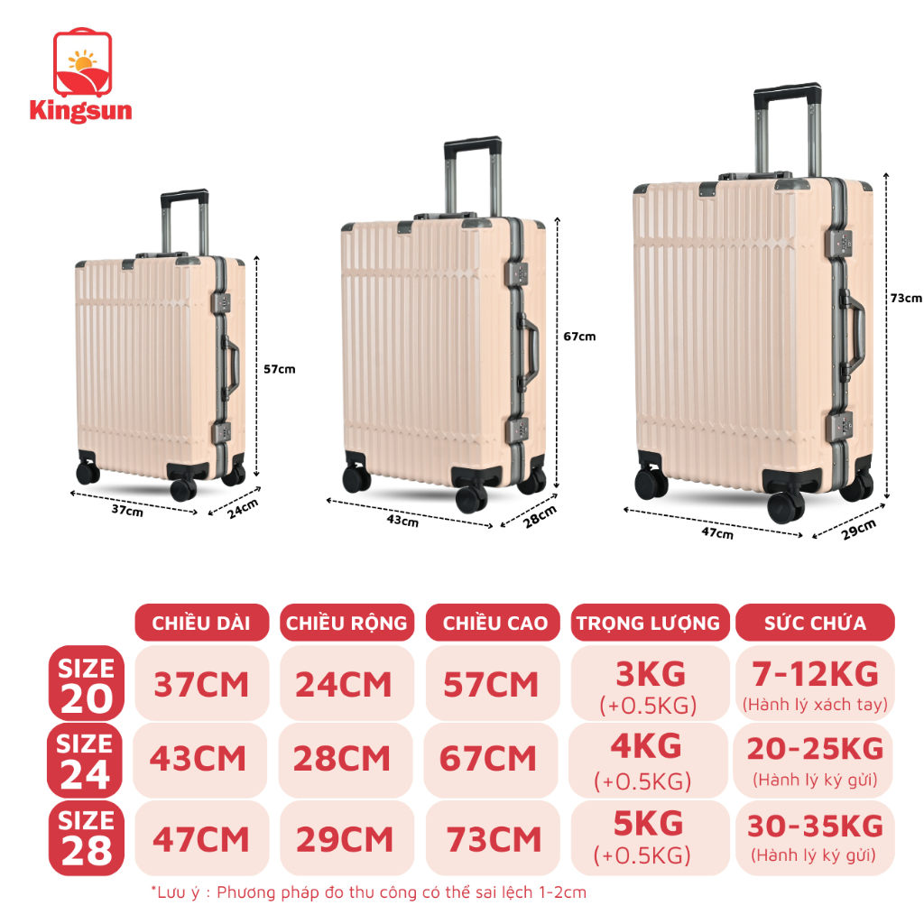 Ảnh Vali khung nhôm khoá sập cao cấp Kingsun KS-051/L809,Bảo hành 5 năm 4