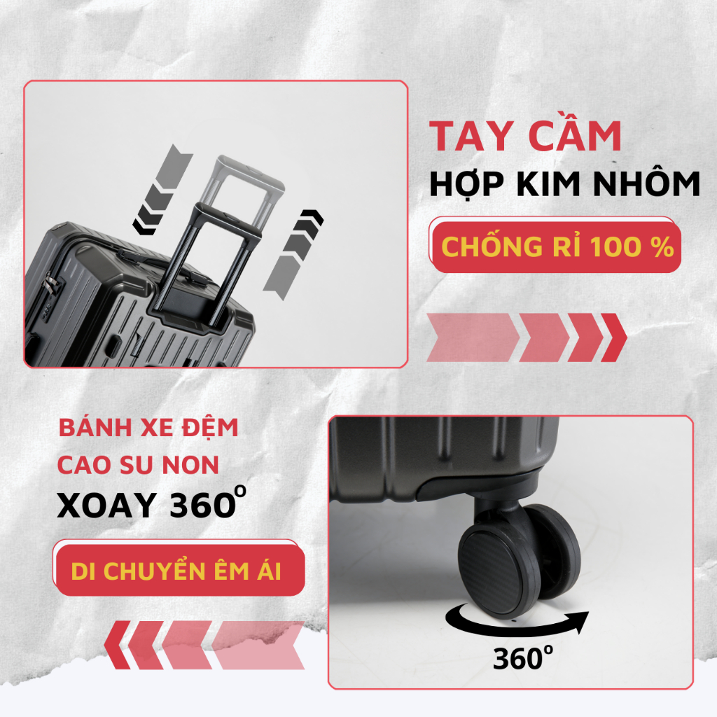 Ảnh Vali kéo du lịch Kingsun hình hộp khoá kéo P37 size 29 3