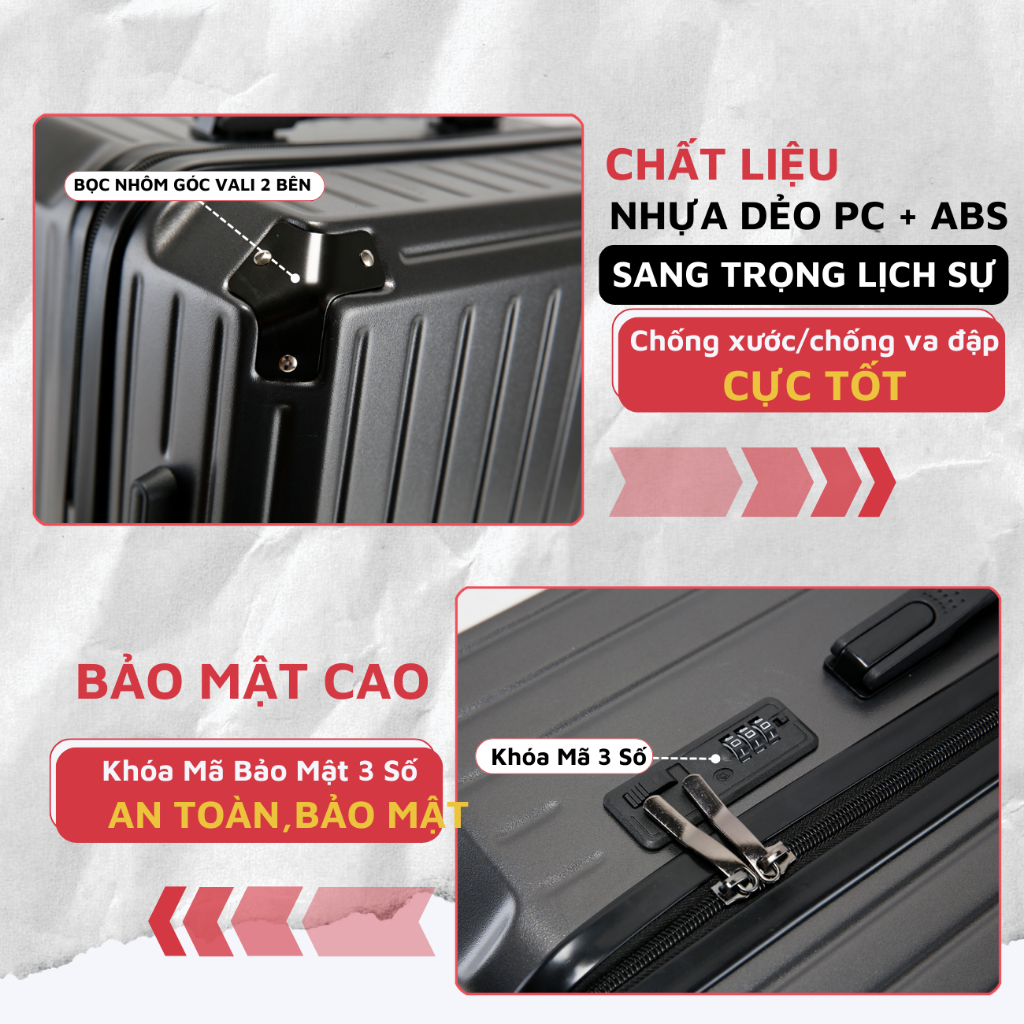 Ảnh Vali kéo du lịch Kingsun hình hộp khoá kéo P37 size 29 2