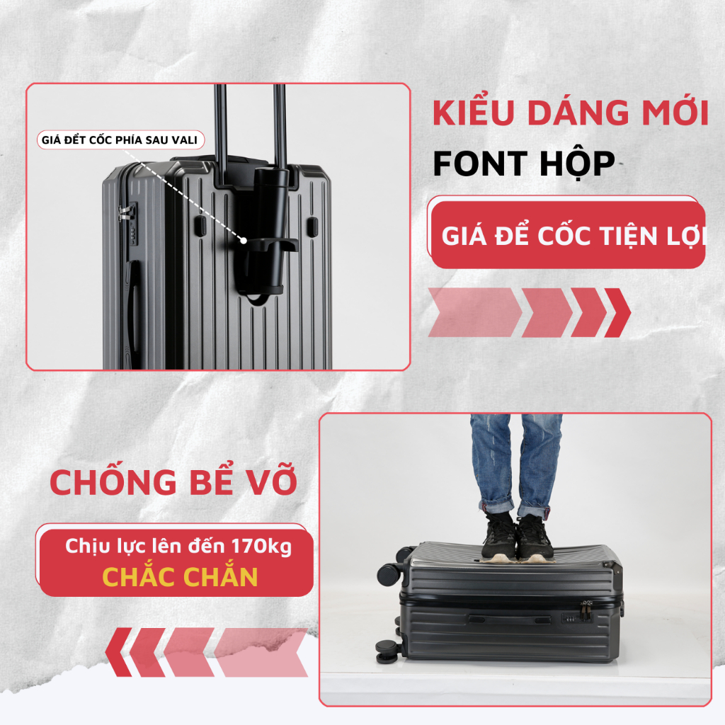 Ảnh Vali kéo du lịch Kingsun hình hộp khoá kéo P37 size 29 4