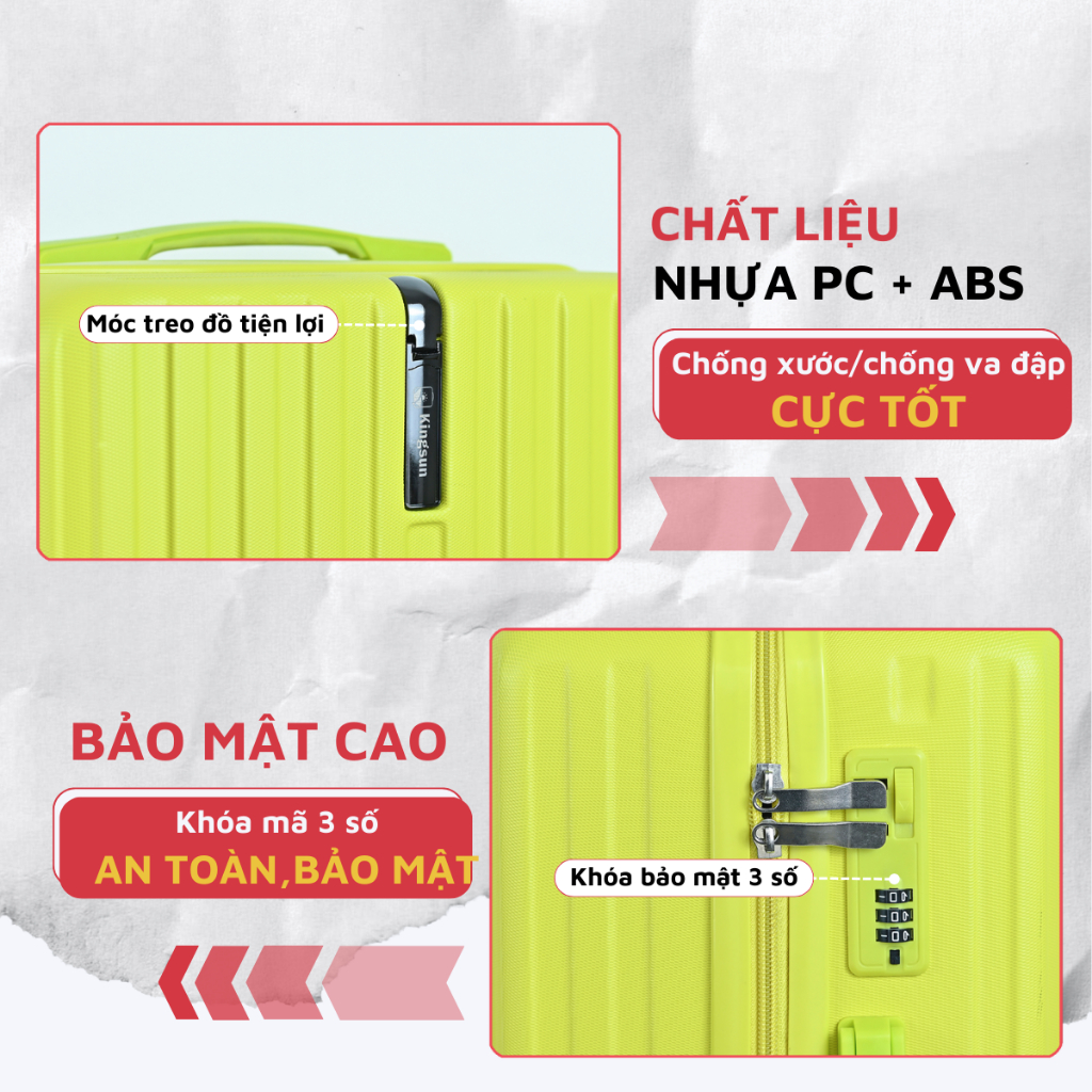 Ảnh Vali kéo du lịch Size 24 Kingsun KS 219, bảo hành 5 năm 4