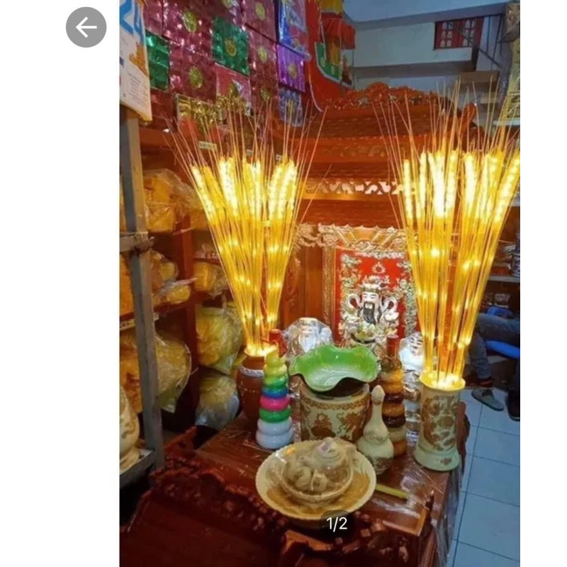 Bó 10 Cây Bông Lúa đèn led màu vàng ấm trang trí ngày tết
