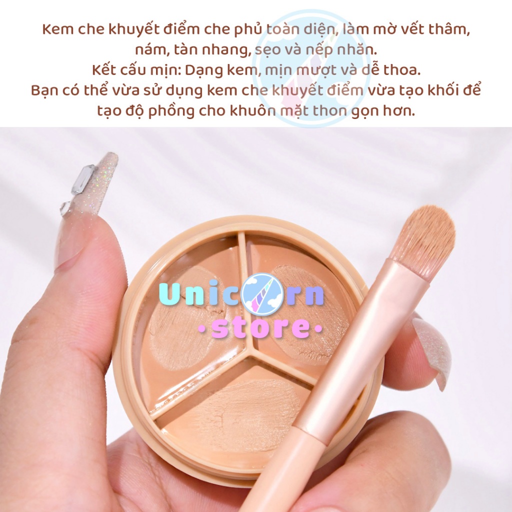 Kem Che Khuyết Điểm 3 Ô Sivanna Contour Concealer Pallete HF616