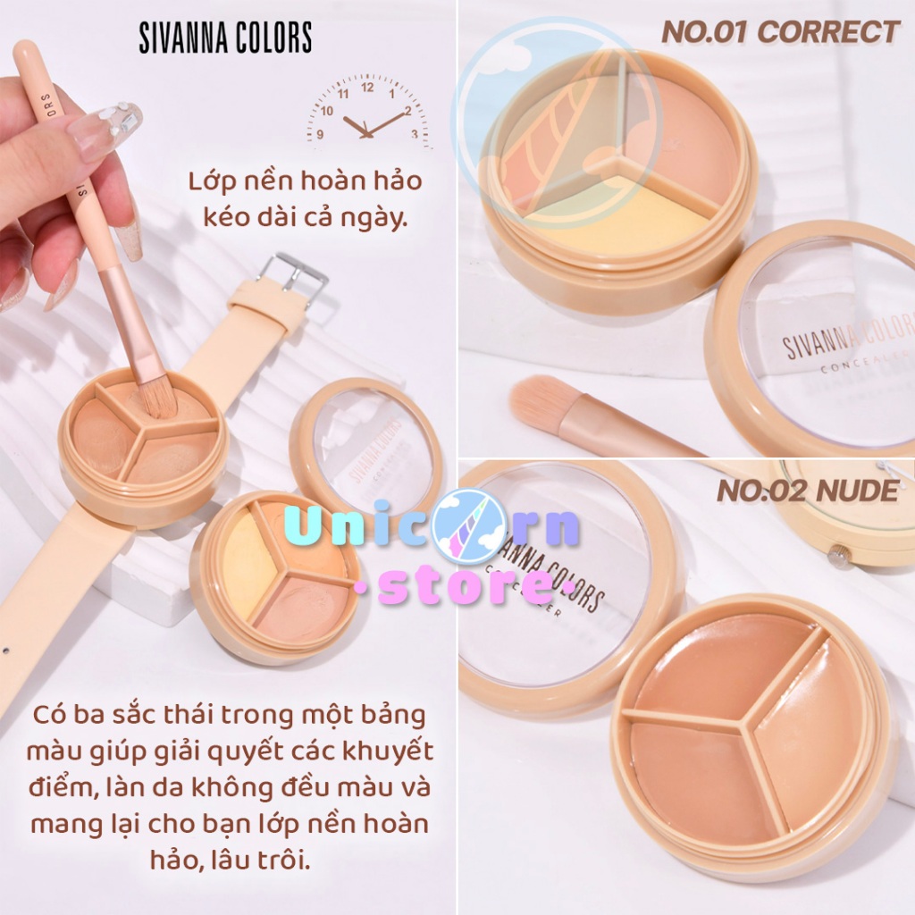 Kem Che Khuyết Điểm 3 Ô Sivanna Contour Concealer Pallete HF616