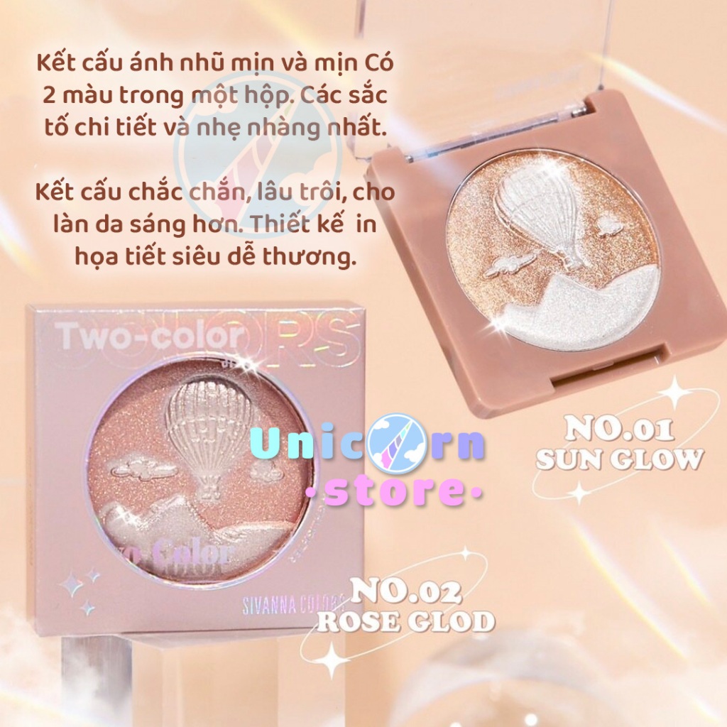 Phấn Bắt Sáng 2 Màu Sivanna Two-Color Highlighter HF955