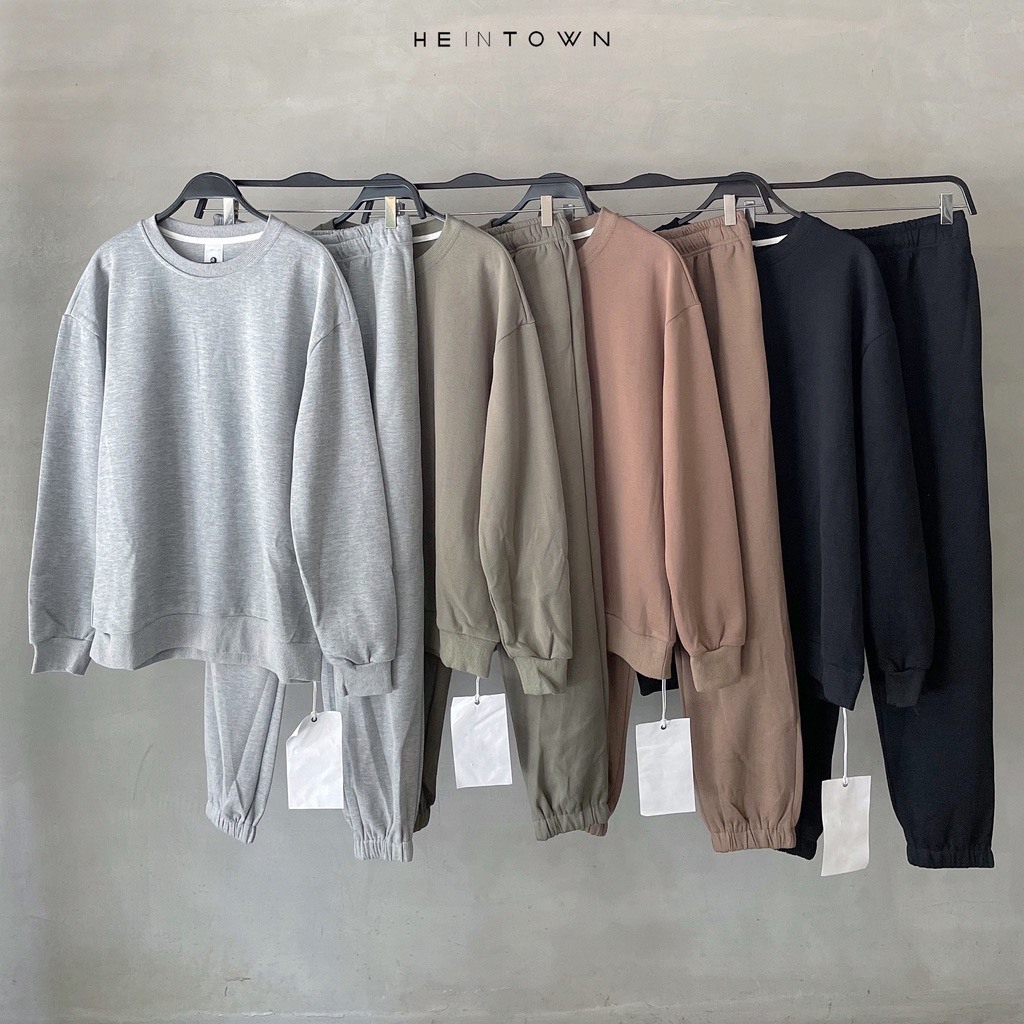 Bộ Nỉ Thể Thao Cổ Tròn Trơn Phối Dây Rút Sành Điệu, Chất Liệu Nỉ Ngoại Mềm Mịn Thấm Hút Mồ Hôi Cực Tốt