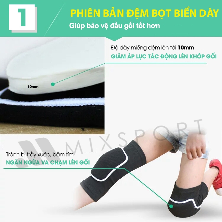 Ảnh Băng Bảo Vệ Đầu Gối MixSport Có Miếng Đệm Đầu Gối Dày Giúp Hạn Chế Chấn Thương Lên Khớp Gối DBG06 2
