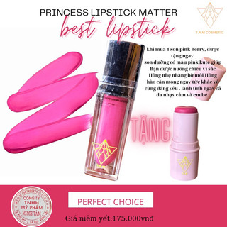 Son môi Hồng tiểu thư màu hồng ngọc chính hãng son mịn môi không trôi lì kháng nước T.A.M PINK BERRY