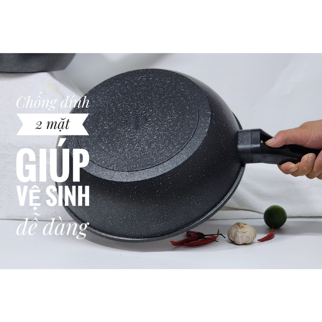 Chảo nguyên khối sâu lòng,chảo nhôm đúc Bennix Terra size 22/26/28/30cm