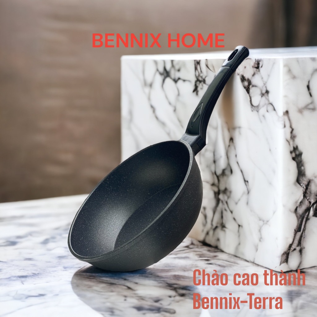 Chảo nguyên khối sâu lòng,chảo nhôm đúc Bennix Terra size 22/26/28/30cm