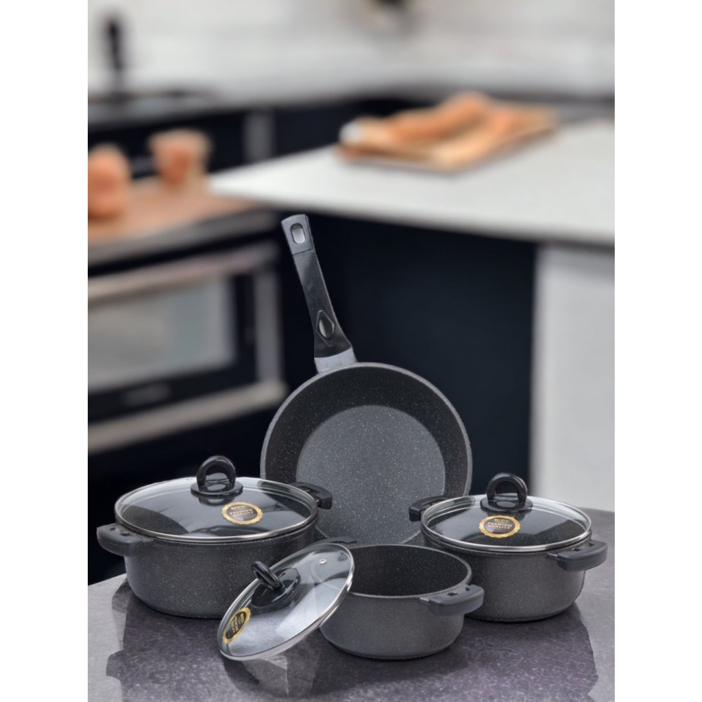 Bộ nồi đá chống dính cao cấp BENNIX Thailand,4 món( Nồi 18cm, 20cm, 24cm, chảo sâu 26cm)