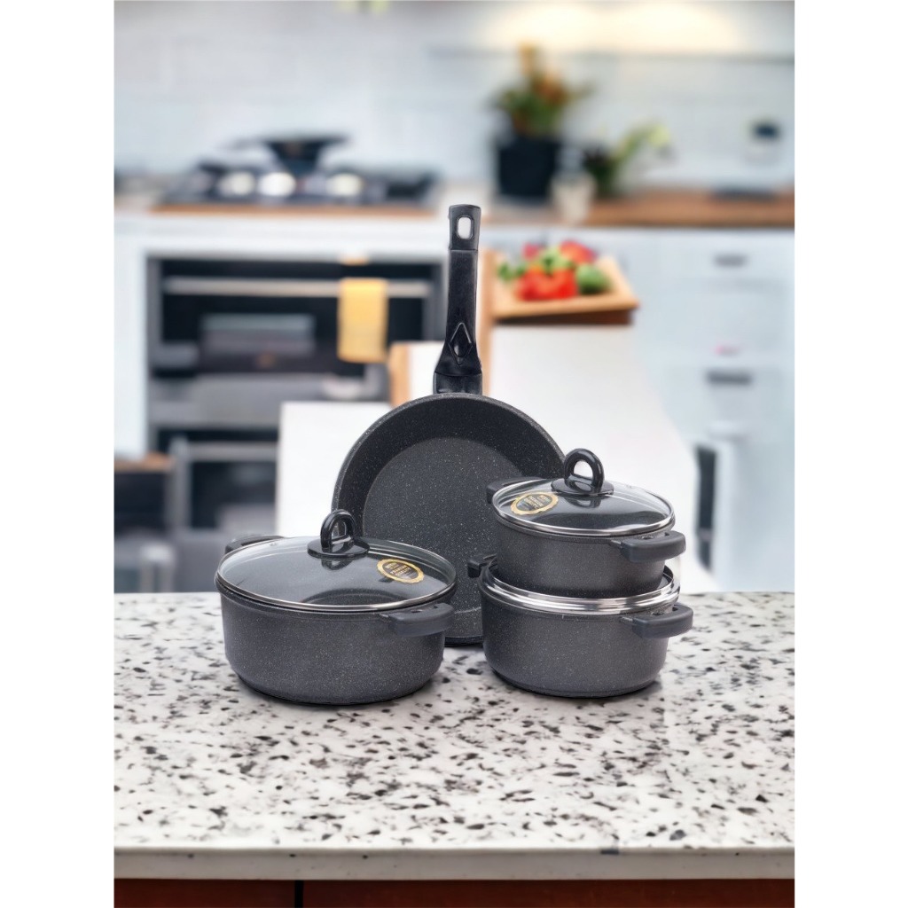 Bộ nồi đá chống dính cao cấp BENNIX Thailand,4 món( Nồi 18cm, 20cm, 24cm, chảo sâu 26cm)