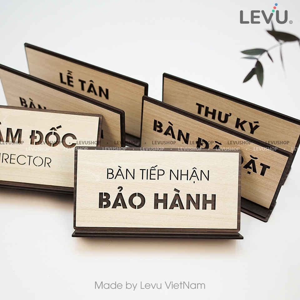Bảng gỗ để bàn tiếp nhận bảo hành khắc laser LEVU-BG45