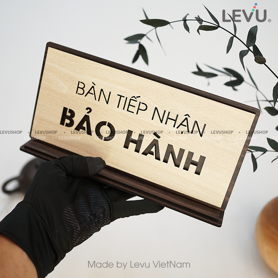 Bảng gỗ để bàn tiếp nhận bảo hành khắc laser LEVU-BG45