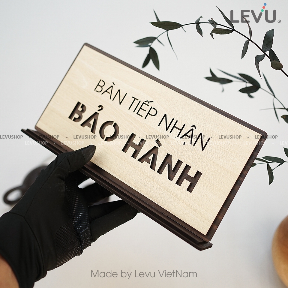 Bảng gỗ để bàn tiếp nhận bảo hành khắc laser LEVU-BG45