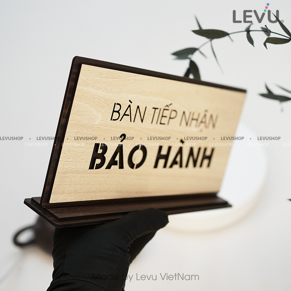 Bảng gỗ để bàn tiếp nhận bảo hành khắc laser LEVU-BG45