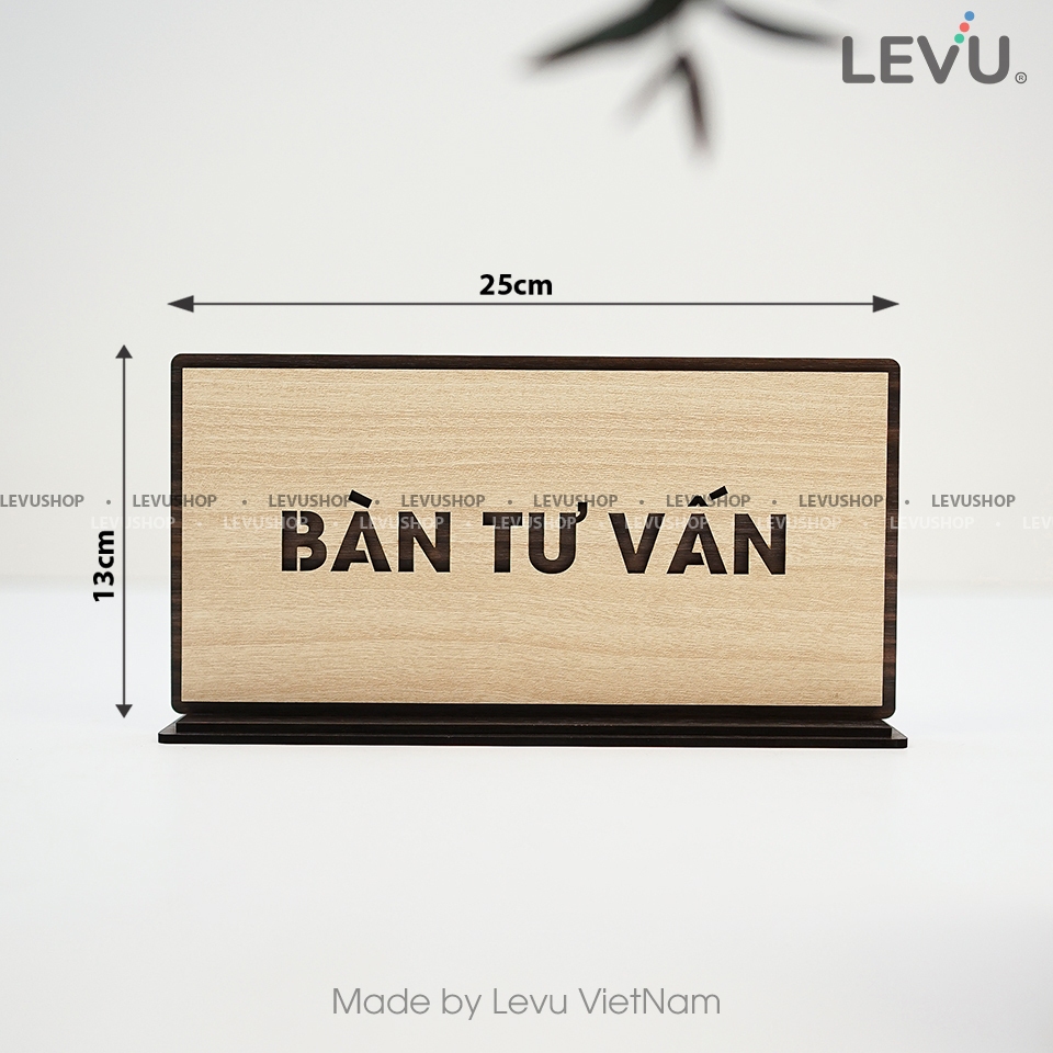 Bảng tên để bàn “bàn tư vấn” bằng gỗ trang trí LEVU-BG48
