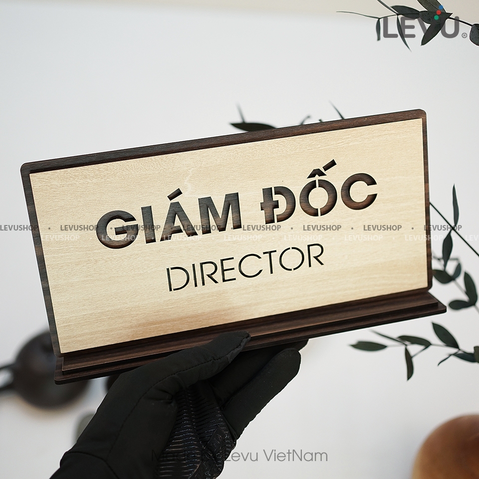Bảng gỗ chức danh để bàn giám đốc director LEVU-BG47
