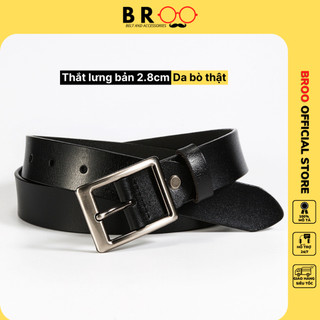 Thắt lưng nam nữ da bò thật bản kim 2.8cm, dây nịt lưng Broobelt đơn giản bảo hành lỗi 1 đổi 1 TL62