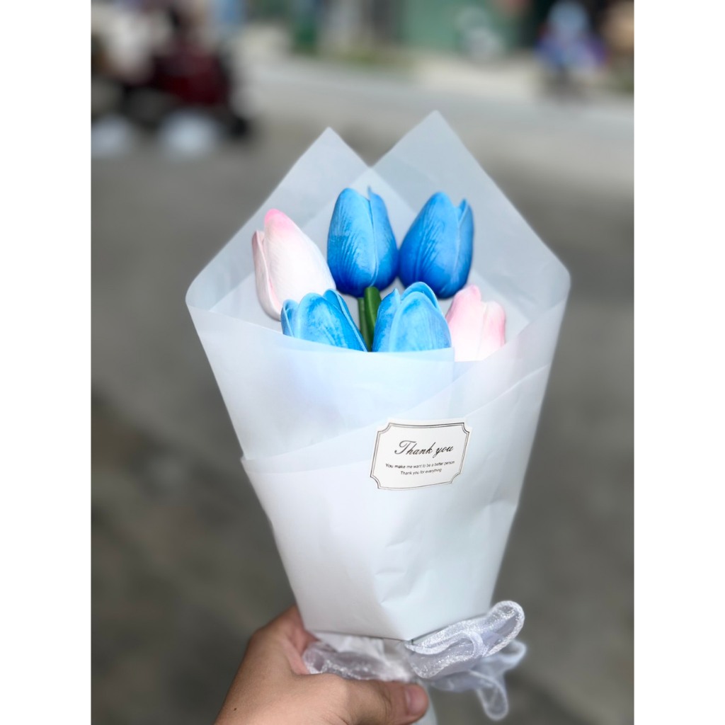 Bó 6 Bông tulip hoa sáp thơm tuylip nhiều màu có túi và có đèn cao cấp lưu hương lâu bền phù hợp làm quà tặng và decor