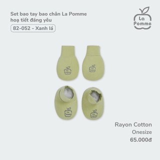 Lapomme set sơ sinh La Pomme hoạ tiết đáng yêu - Xanh lá AW2023