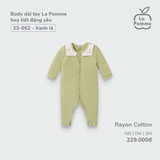 Lapomme set sơ sinh La Pomme hoạ tiết đáng yêu - Xanh lá AW2023