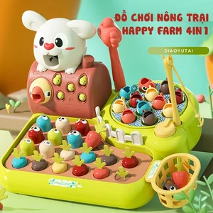 Đồ chơi nông trại vui vẻ 4in1 tích hợp câu cá, nhỏ cà rốt cho thỏ ăn Happy Farm có cảm ứng nhạc đèn.