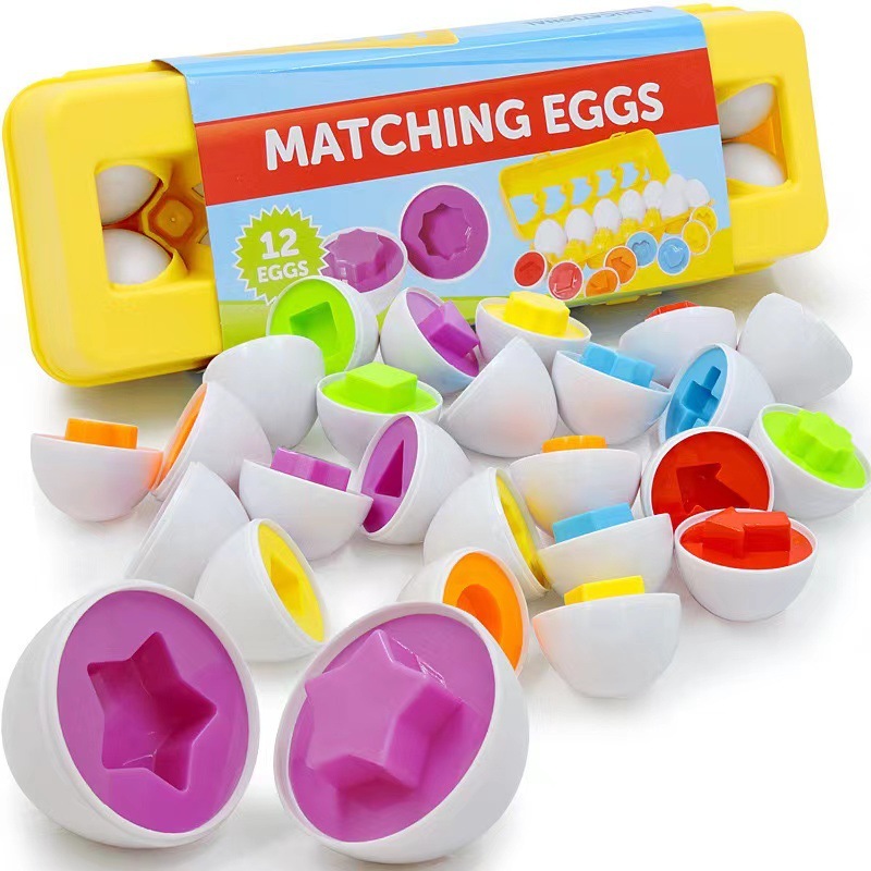 Đồ chơi quả trứng matching egg, set 12 trứng ghép đôi giúp bé nhận biết màu sắc và hình khối.