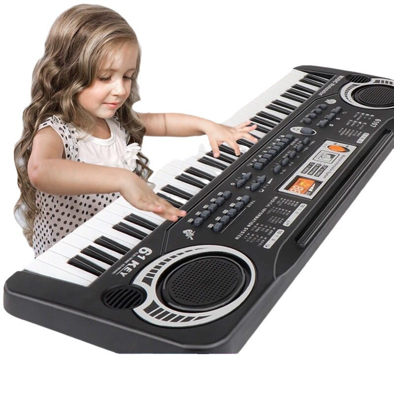Đàn Piano điện tử Keyboard 61 phím kèm mic + sạc cho bé, đàn Piano 61 phím cho bé.