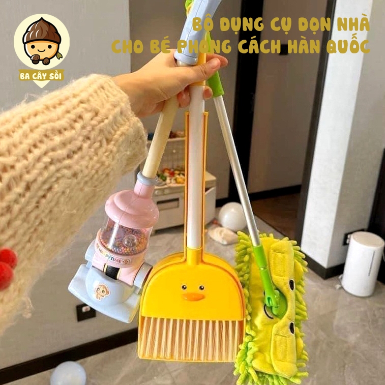 Bộ Đồ Chơi Dọn Dẹp Cho Bé, Bộ Lau Dọn, Chổi, Xúc Rác Và Máy Hút Bụi Giúp Bé Tập Làm Việc Nhà