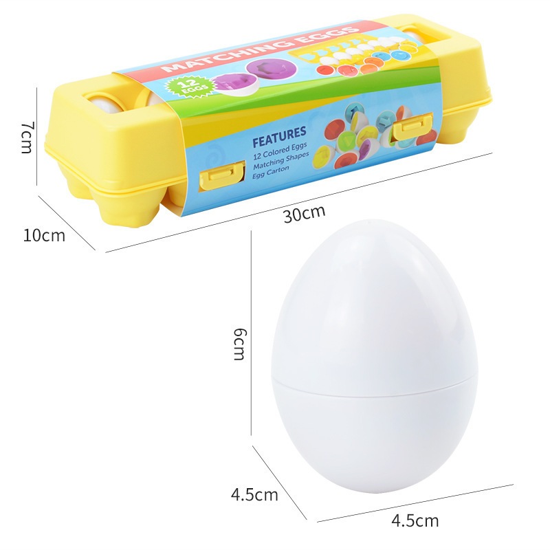 Đồ chơi quả trứng matching egg, set 12 trứng ghép đôi giúp bé nhận biết màu sắc và hình khối.