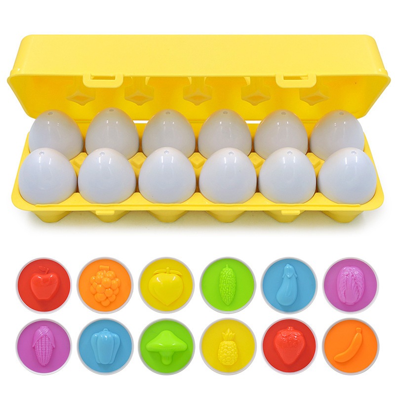 Đồ chơi quả trứng matching egg, set 12 trứng ghép đôi giúp bé nhận biết màu sắc và hình khối.