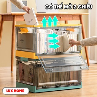 Hộp nhựa đựng đồ lớn bằng nhựa trong suốt LUXHOME, Thùng nhựa có nắp và bánh xe cao cấp giúp đựng đồ chơi, quần áo