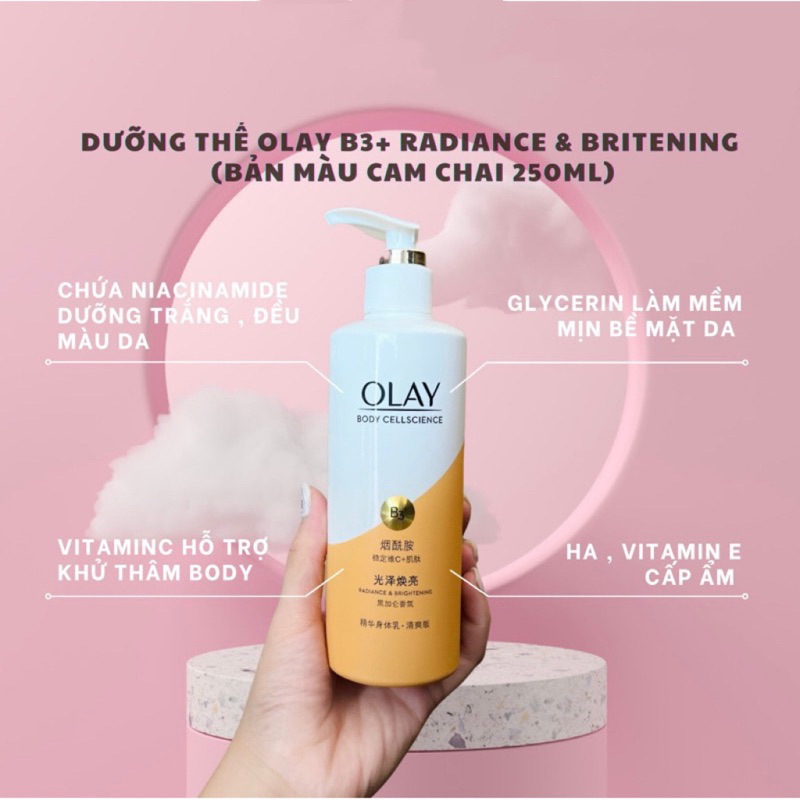 Sữa Dưỡng Thể Trắng Da OLAY Vitamin B3+ Retinol/Vitamin C Olay Bright ...