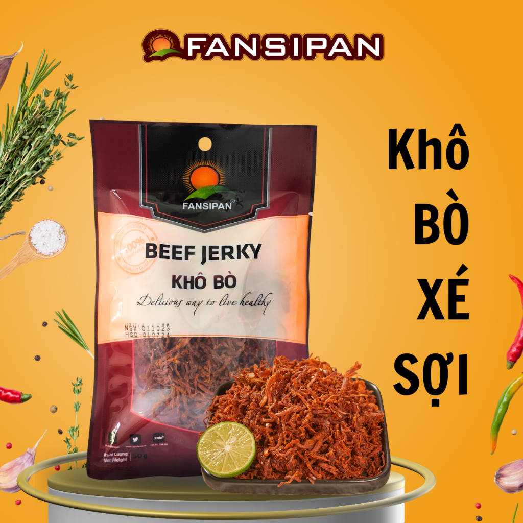 [GIÁ SỈ] Khô Bò Sợi Fansipan Hàng Chính Hãng, Vị Cay Ngọt Ăn Là Mê, đảm bảo VSATTP