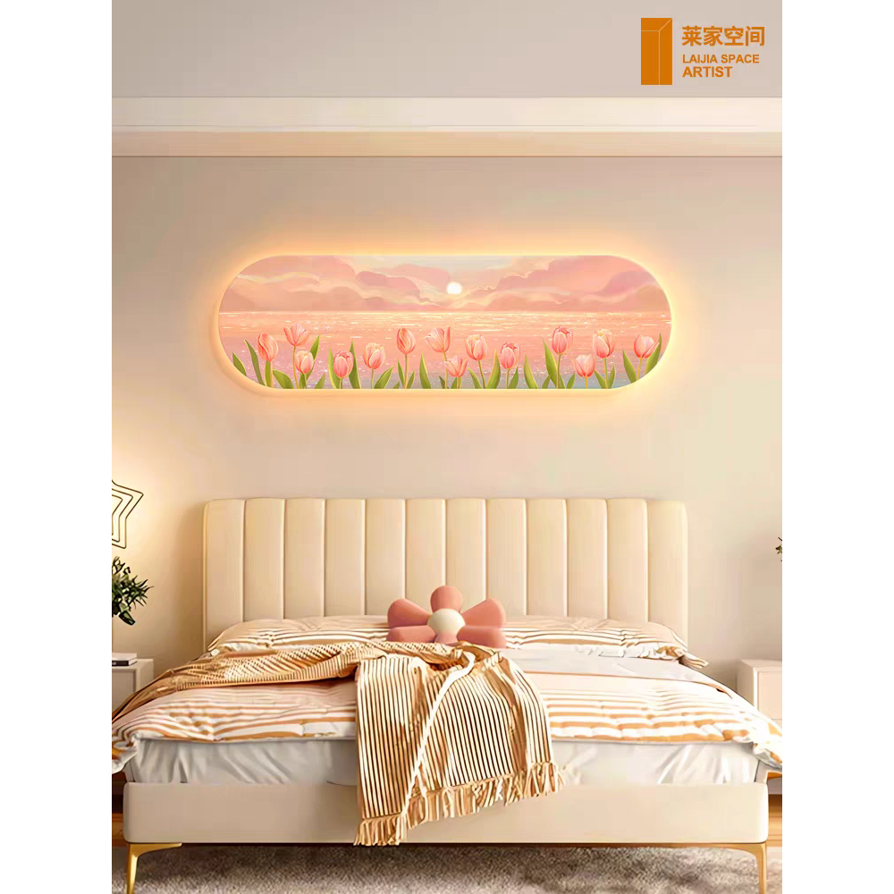 Tranh 3D LED Hoa Tulip Treo Phòng Khách, Phòng Ngủ, Trang Trí Studio, Quà Tặng Phong Cách Hàn Quốc Ohadecor