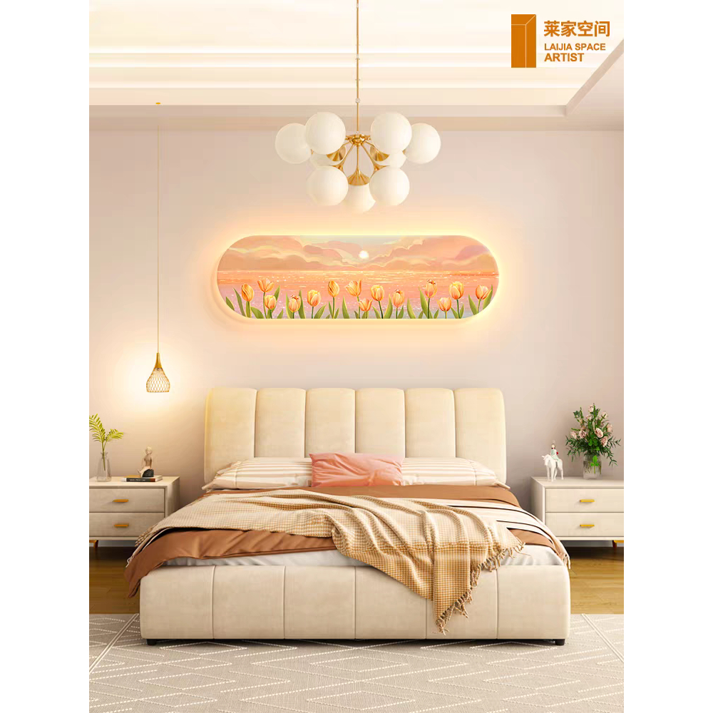 Tranh 3D LED Hoa Tulip Treo Phòng Khách, Phòng Ngủ, Trang Trí Studio, Quà Tặng Phong Cách Hàn Quốc Ohadecor