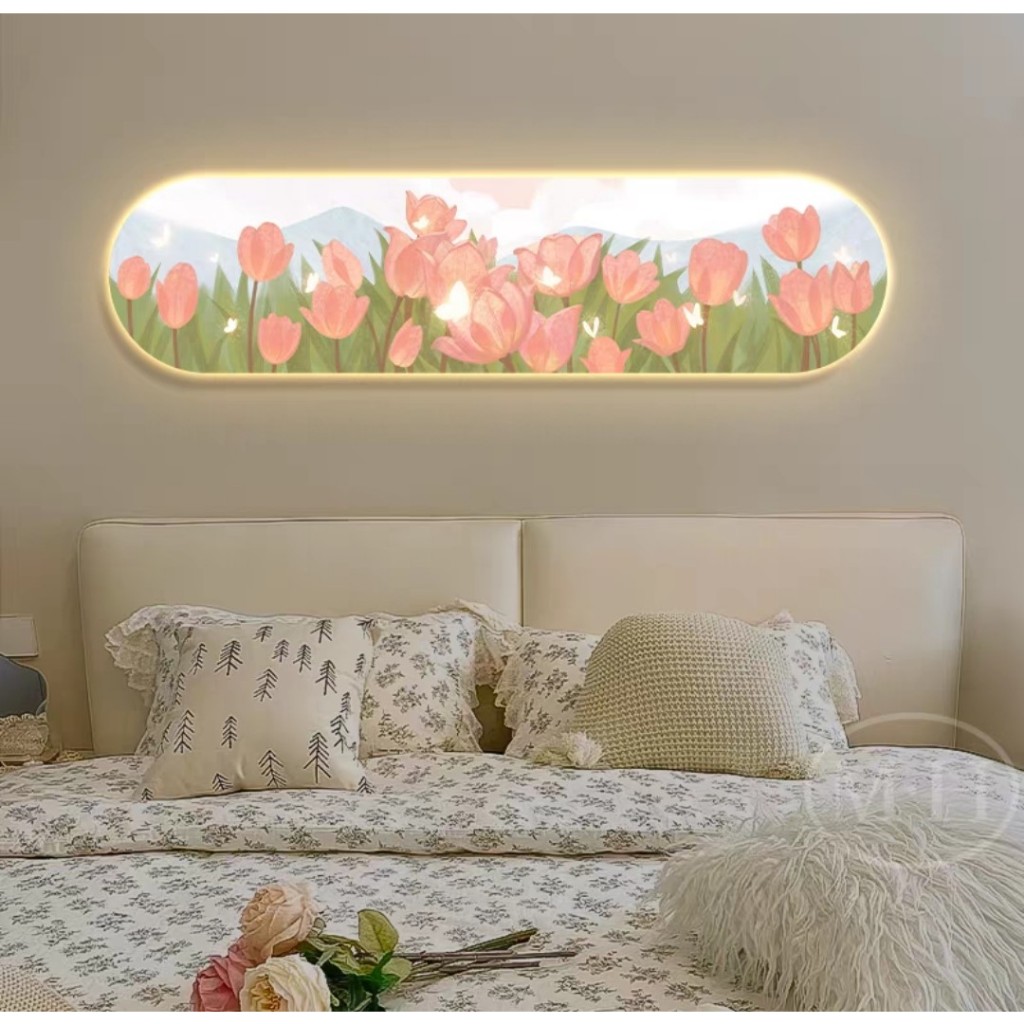 Tranh 3D LED Hoa Tulip Treo Phòng Khách, Phòng Ngủ, Trang Trí Studio, Quà Tặng Phong Cách Hàn Quốc Ohadecor